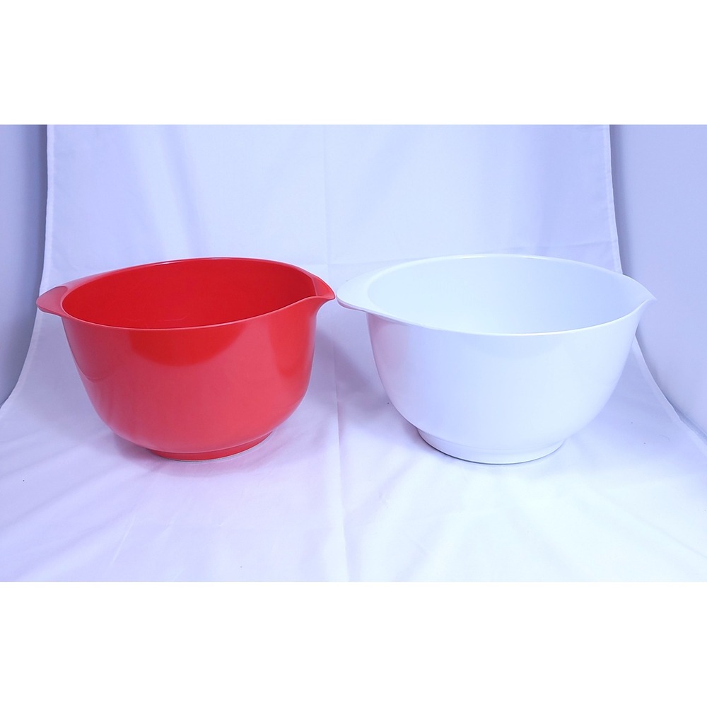 Rosti Mixing Bowls Red White 3L 2.5L Melamine Margrethe Denmark Spout Set